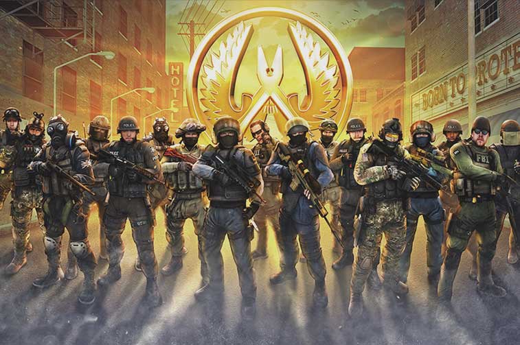 CSGO game players in a fighting position front view banner